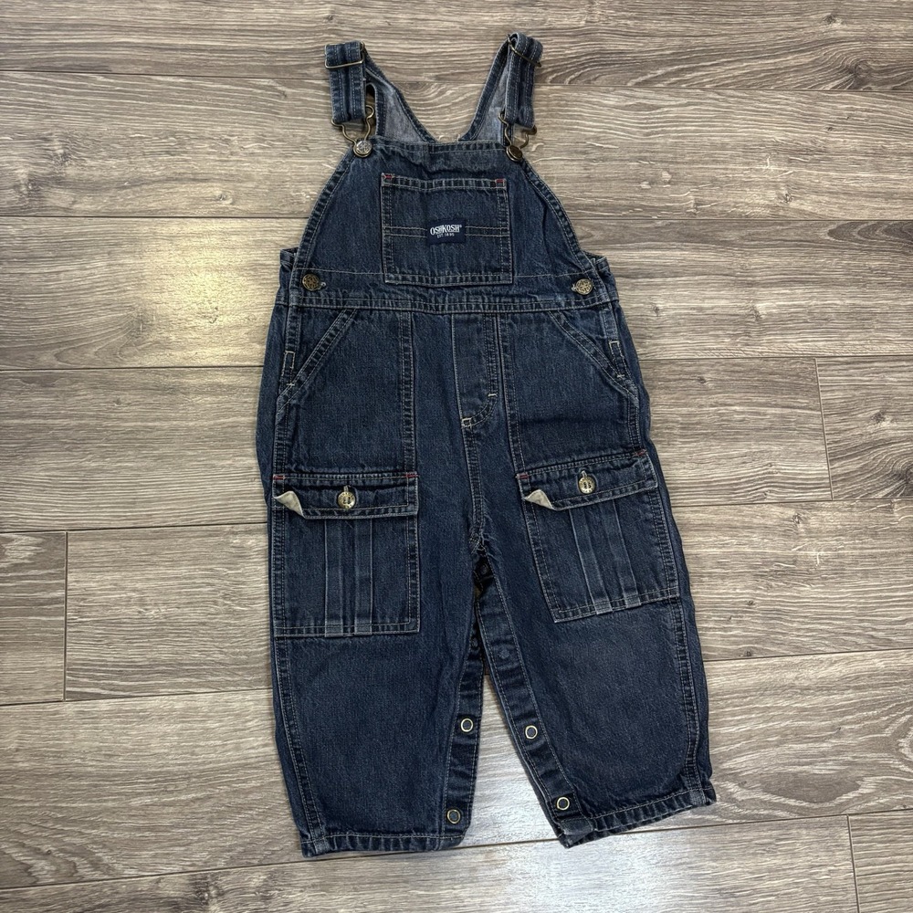 Oshkosh B'gosh Overalls‎ Baby 18M Vestbak Blue Dark Wash 7 Pockets Cotton Y2K